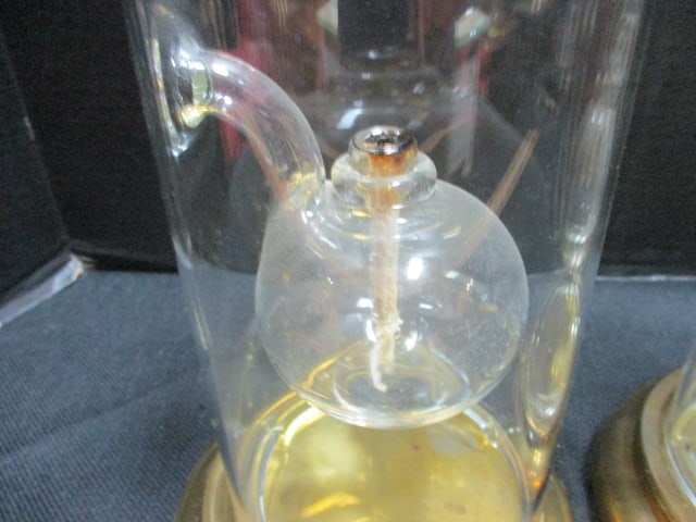 Glass Oil Lamps (2) 10" & Decorative Christmas Candle - 3
