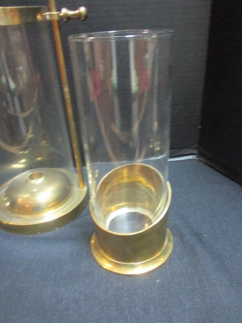 Brass & Glass Hurricane Candle Holders (Lot of 3) - 4