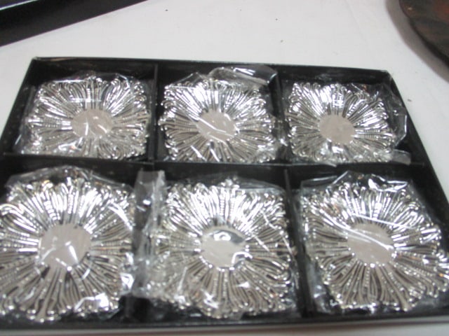 Silvertone Metal Ice Scoop, Rustic Metal 7" Plate, Bon Bon Bowls in Box, - 2