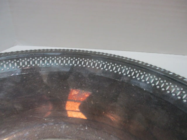 2 Silverplate Platters (14 1/2 & 15"), Pierced Edge Bowl 12" - 2