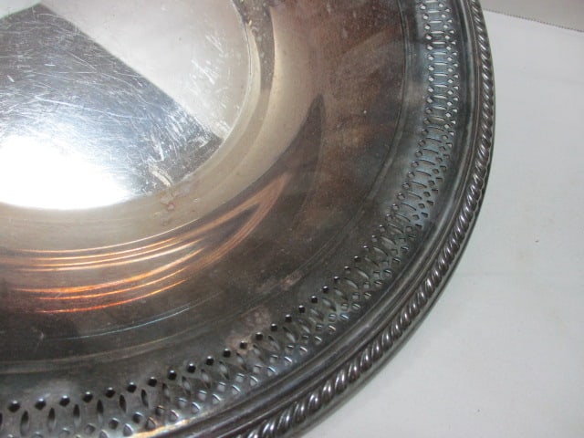 2 Silverplate Platters (14 1/2 & 15"), Pierced Edge Bowl 12" - 3