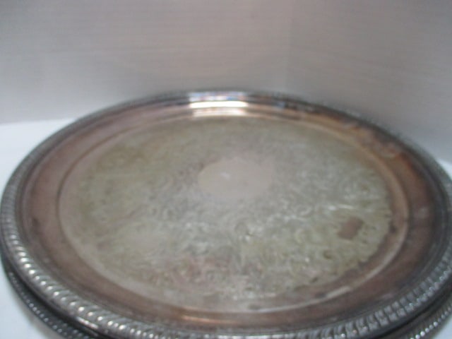 2 Silverplate Platters (14 1/2 & 15"), Pierced Edge Bowl 12" - 6