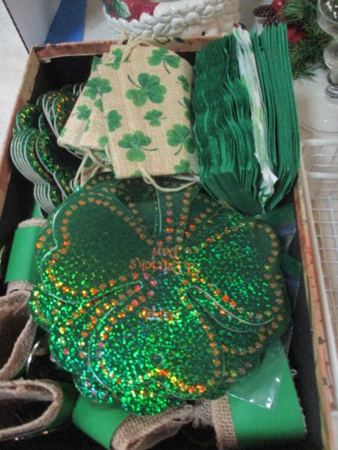 Table Lot Grouping-St. Patricks Decorations, Vases, etc. - 2