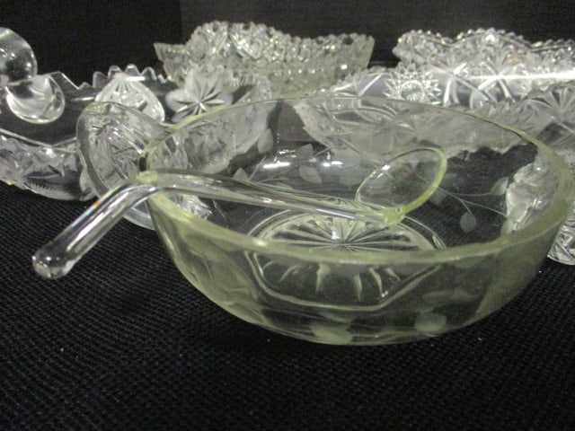 Cut Glass & Pressed Glass Serveware Grouping - 7