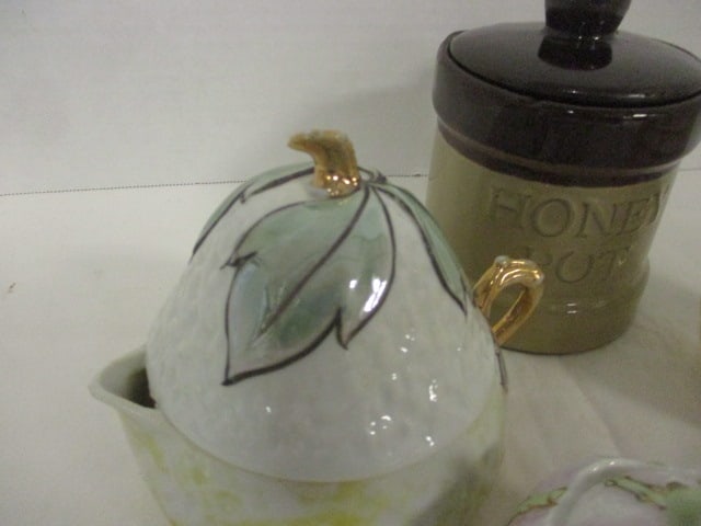 2 Preserve/Jelly Jars, 2 Honey Pots - 3