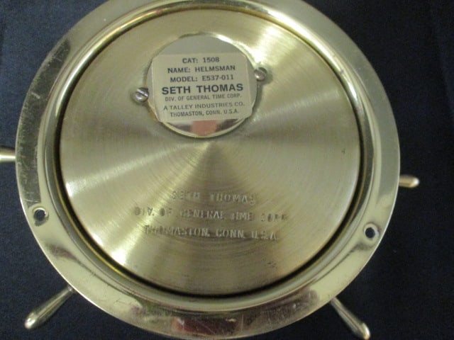 Vintage Brass Seth Thomas "Helmsman" Nautical Ship's Wheel Barometer - 6