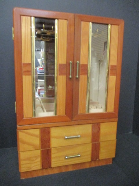 Vintage Art Deco Style Jewelry Case: 11" x 5" x 16 3/4"