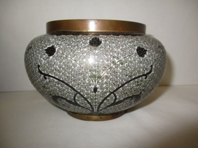 Antique Bronze Chinese Vase and Vintage Cloisonne Bowl - 2