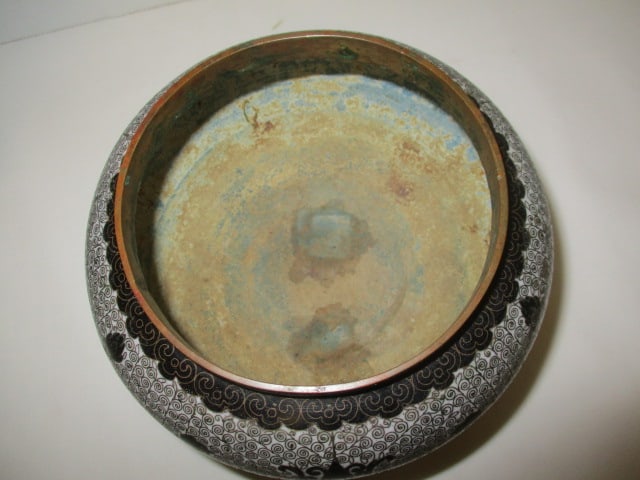 Antique Bronze Chinese Vase and Vintage Cloisonne Bowl - 4