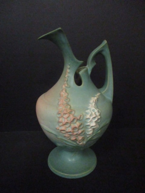Circa 1940's Roseville Pottery "Foxglove" Ewer Pitcher: 10 1/2"h