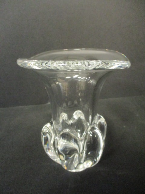 Vintage French Cristallerie Royale De Champagne 6 Lobe Vase: 5 7/8"h, heavy crystal, has acid mark on bottom, made Bayel, France company similar to Baccarat but older