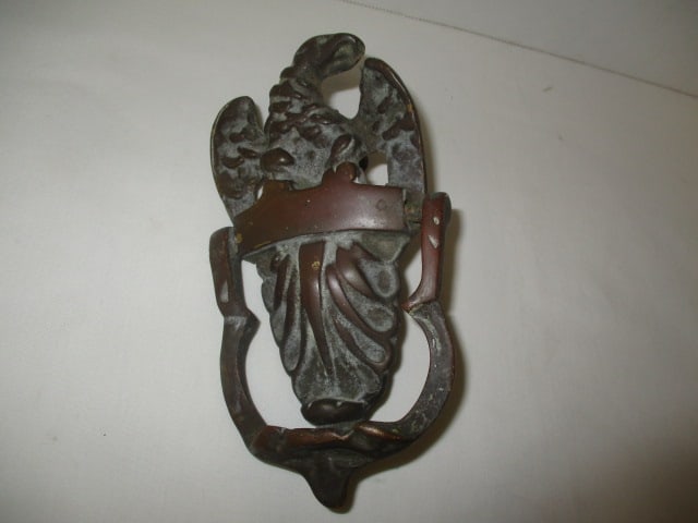 Circa 1900-1910 Solid Cast Bronze Eagle Doorknocker: 3 1/2"w x 6 1/4"h, dating per consigner note