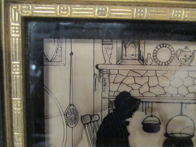 Circa 1930 Eileen Virginia Dowd "Congenial Friends" Reverse Glass Silhouette - 2