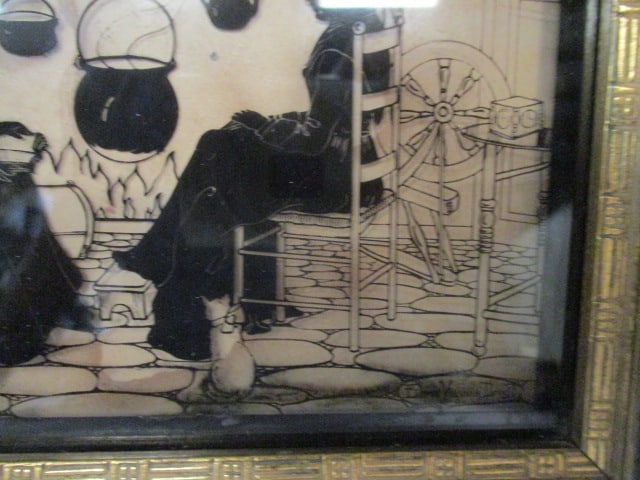 Circa 1930 Eileen Virginia Dowd "Congenial Friends" Reverse Glass Silhouette - 3