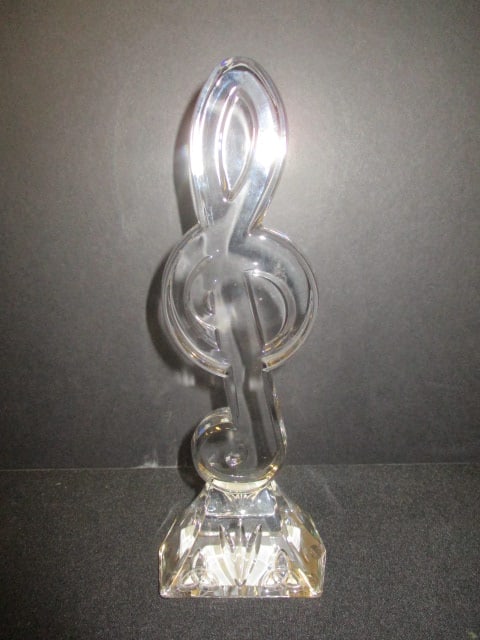 Waterford Cystal Musical Clef Note Figure with Original Sticker: 8 3/4"h, style #114693, has sticker and marker's on bottom
