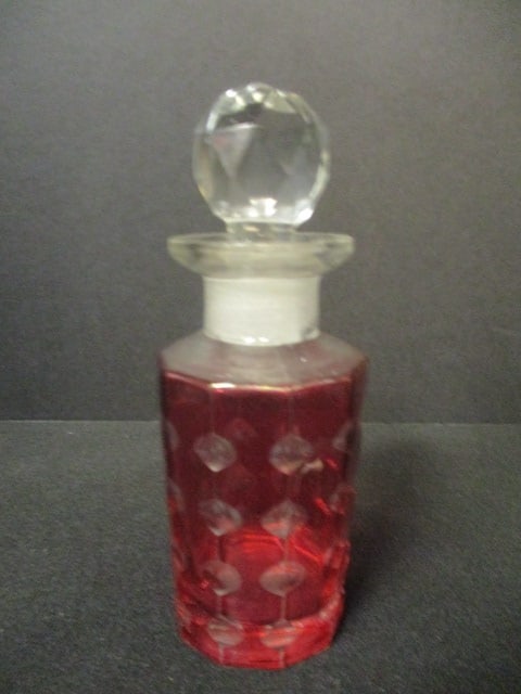 Circa 1875 Boston Sandwich Ruby Flash Barber Perfume Bottle: 5 3/4"h, per consigner original stopper and provided dating