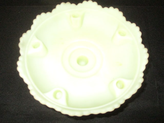 Fenton "Orange Tree" Uranium/Vaseline Custard Glass Footed Candle Centerpiece Bowl - 3