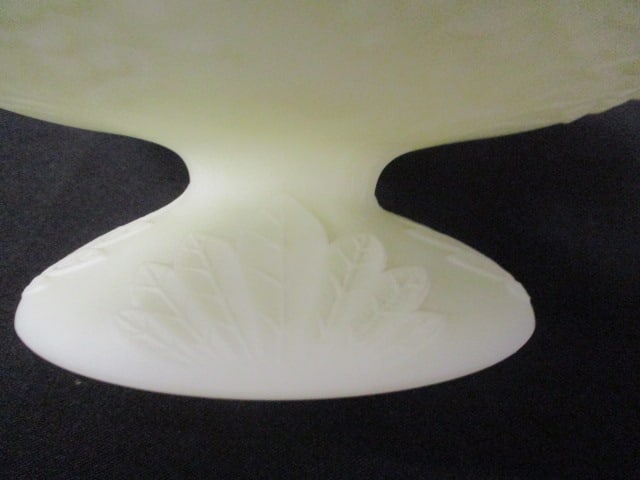Fenton "Orange Tree" Uranium/Vaseline Custard Glass Footed Candle Centerpiece Bowl - 4