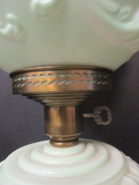 Hand Painted 1950's Gone With The Wind Style Parlor Lamp with Lion Heads - 3