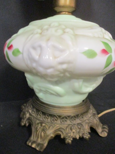 Hand Painted 1950's Gone With The Wind Style Parlor Lamp with Lion Heads - 2