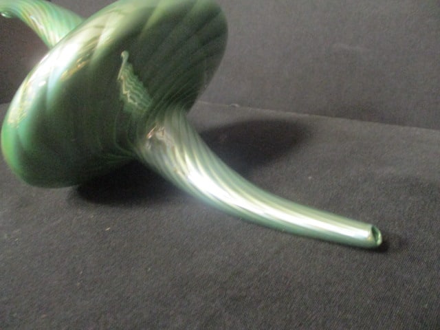 Large Hand Blown Green Swirl Design Art Glass Ornament - 3