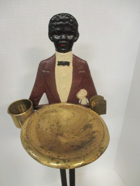 Handpainted Cast Iron Black Americana Smoker's Stand - 4