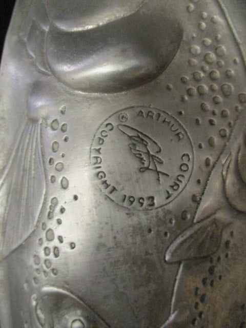 1993 Arthur Court Cast Aluminum Fish Tray with Inlay Stone Eyes - 5