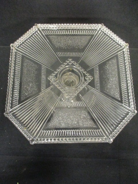 Circa 1882 Bryce Bros "Pleat & Panel"/"Derby" Clear Uranium/Vaseline Glass Cake Stand - 2