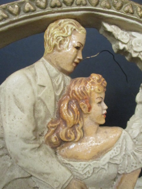 Circa 1920's Victorian Couple Chalkware Wall Sculpture/Plaque - 2