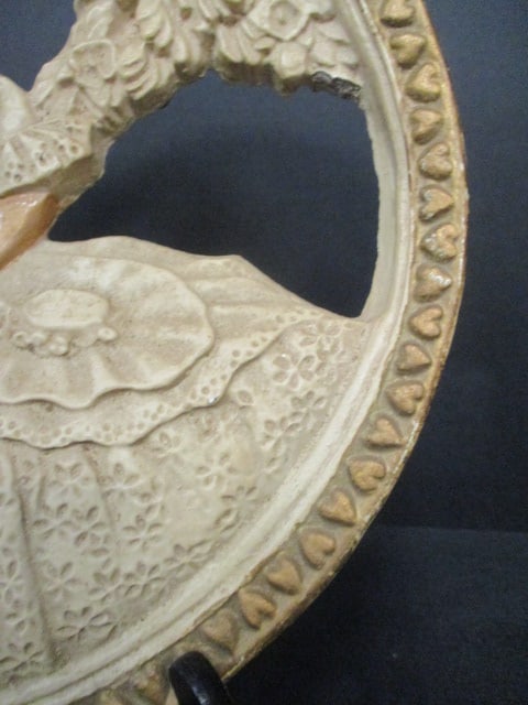 Circa 1920's Victorian Couple Chalkware Wall Sculpture/Plaque - 3