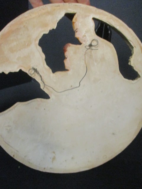 Circa 1920's Victorian Couple Chalkware Wall Sculpture/Plaque - 4