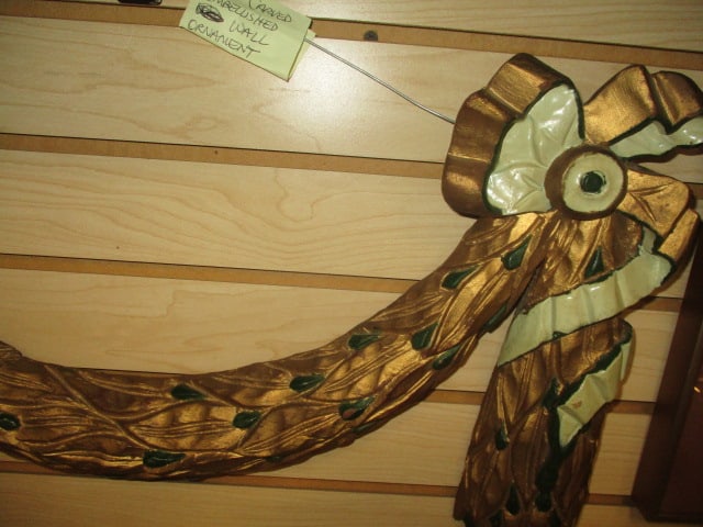 Handpainted Carved Wood Wall Swag Adornment - 4