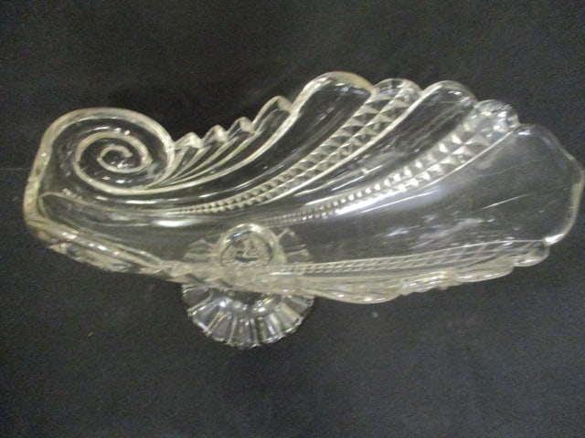 Rare Circa 1880's O'Hara Glass Co. "Nautilus Shell" Pedestal Dish - 2