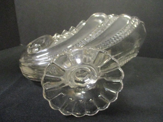 Rare Circa 1880's O'Hara Glass Co. "Nautilus Shell" Pedestal Dish - 4