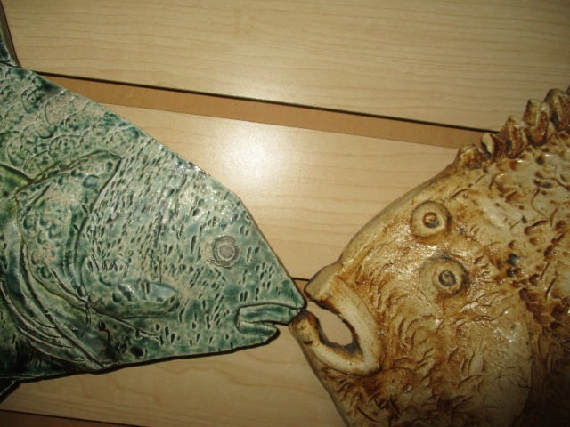 Two Signed Nelson Studio Pottery Fish Wall Plaques - 4