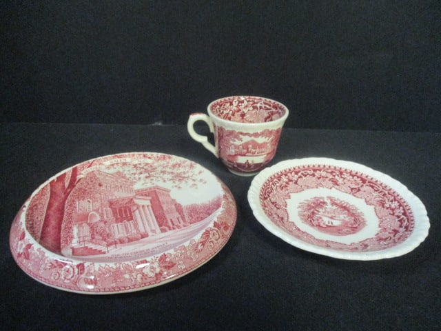 Early Mason's Pink Staffordshire China Demi Tasse Cup/Saucer and Trivet (1 of 8)