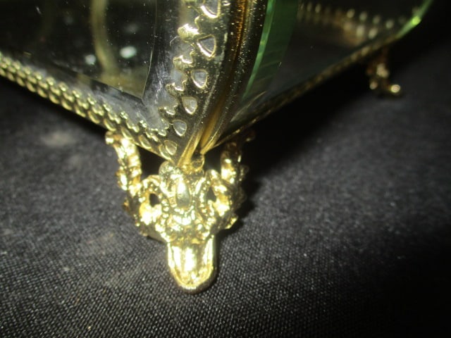 Rachel Ashwell Beveled Glass and Gold Tone Metal Casket Jewelry Box with Mirror Bottom - 4