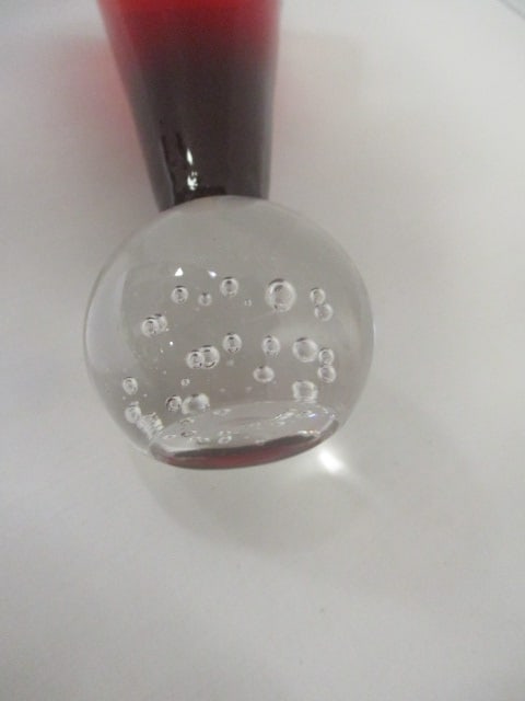 Six Colorful Midcentury Hand Blown Cordial/Shot Glasses with Controlled Bubble Ball Foot - 5