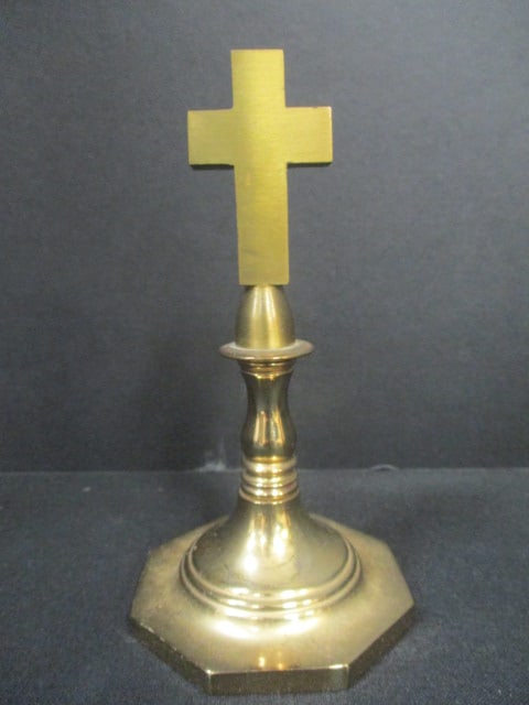 Vintage Baldwin Brass Cross and Norcrest Porcelain Virgin Mary Madonna Porcelain Figure - 5