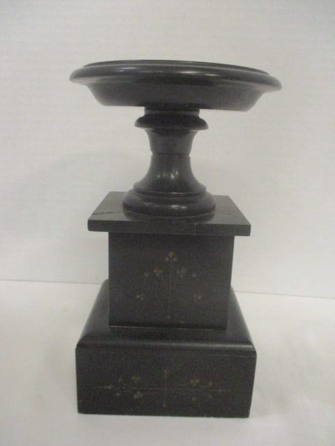 Antique Single Garniture Black Marble Candleholder: 8"h