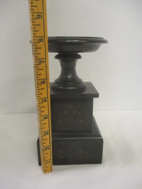 Antique Single Garniture Black Marble Candleholder - 5