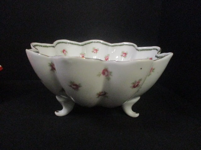 Victoria Porcelain Footed Berry Bowl, Handpainted Porcelain Milk Pitcher and - 2