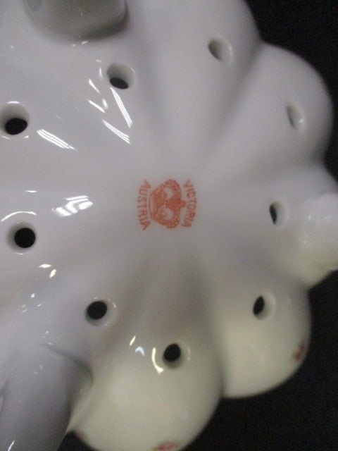 Victoria Porcelain Footed Berry Bowl, Handpainted Porcelain Milk Pitcher and - 4