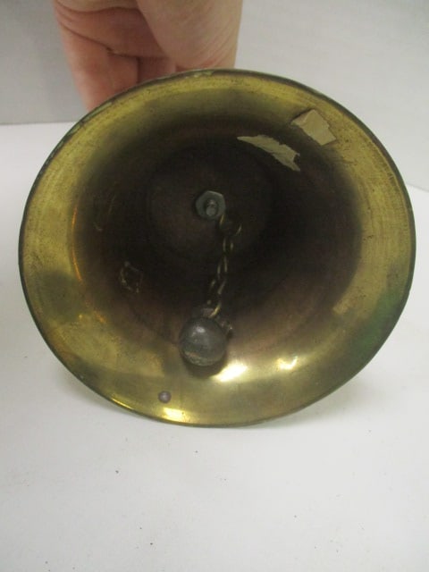 Brass School House Hand Bell, Solid Brass Apple Paperweight and Victorian Hand - 9