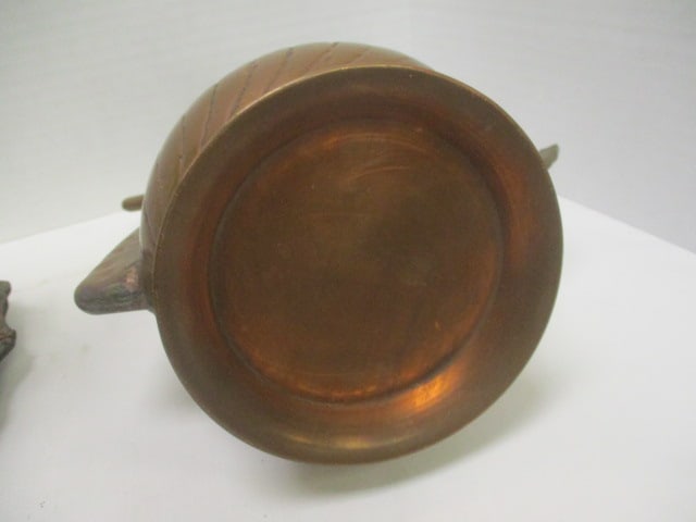 Vintage Middle Eastern Copper Ewer and Two Mixed Metal Wall Plaques - 4