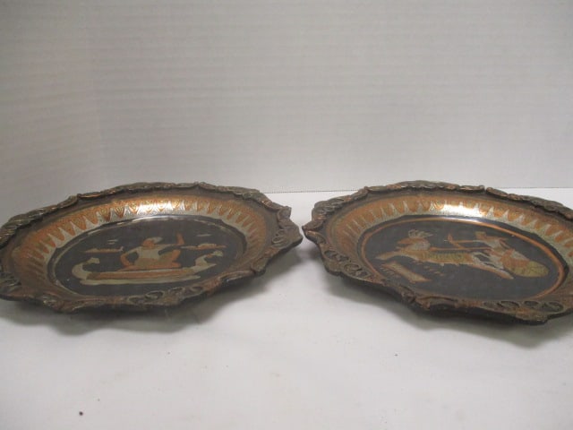 Vintage Middle Eastern Copper Ewer and Two Mixed Metal Wall Plaques - 5