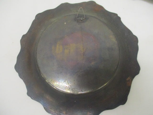 Vintage Middle Eastern Copper Ewer and Two Mixed Metal Wall Plaques - 8