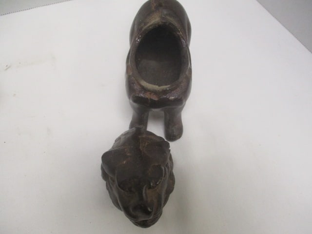 Cast Metal Antique Sadiron, Vintage Foo Dog Figure and "Hands Up" Monkey - 6