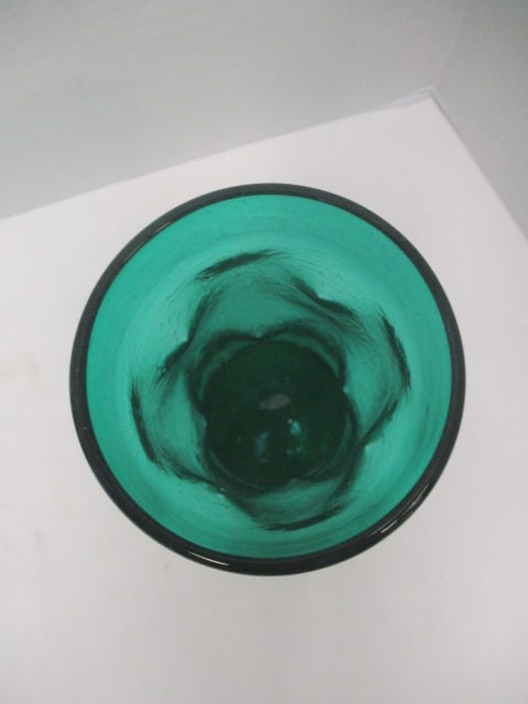 Three Midcentury Blenko "Pinched" Green Crackle Glass Tumblers - 3