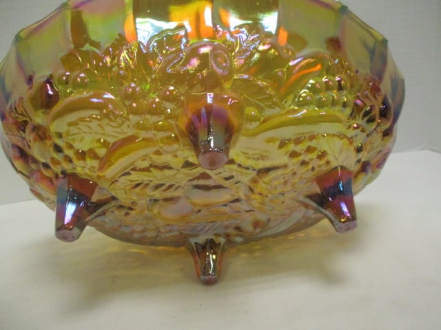 1960-70's Indiana Glass Co. Iridescent Carnival Glass Footed Fruit Bowl - 3